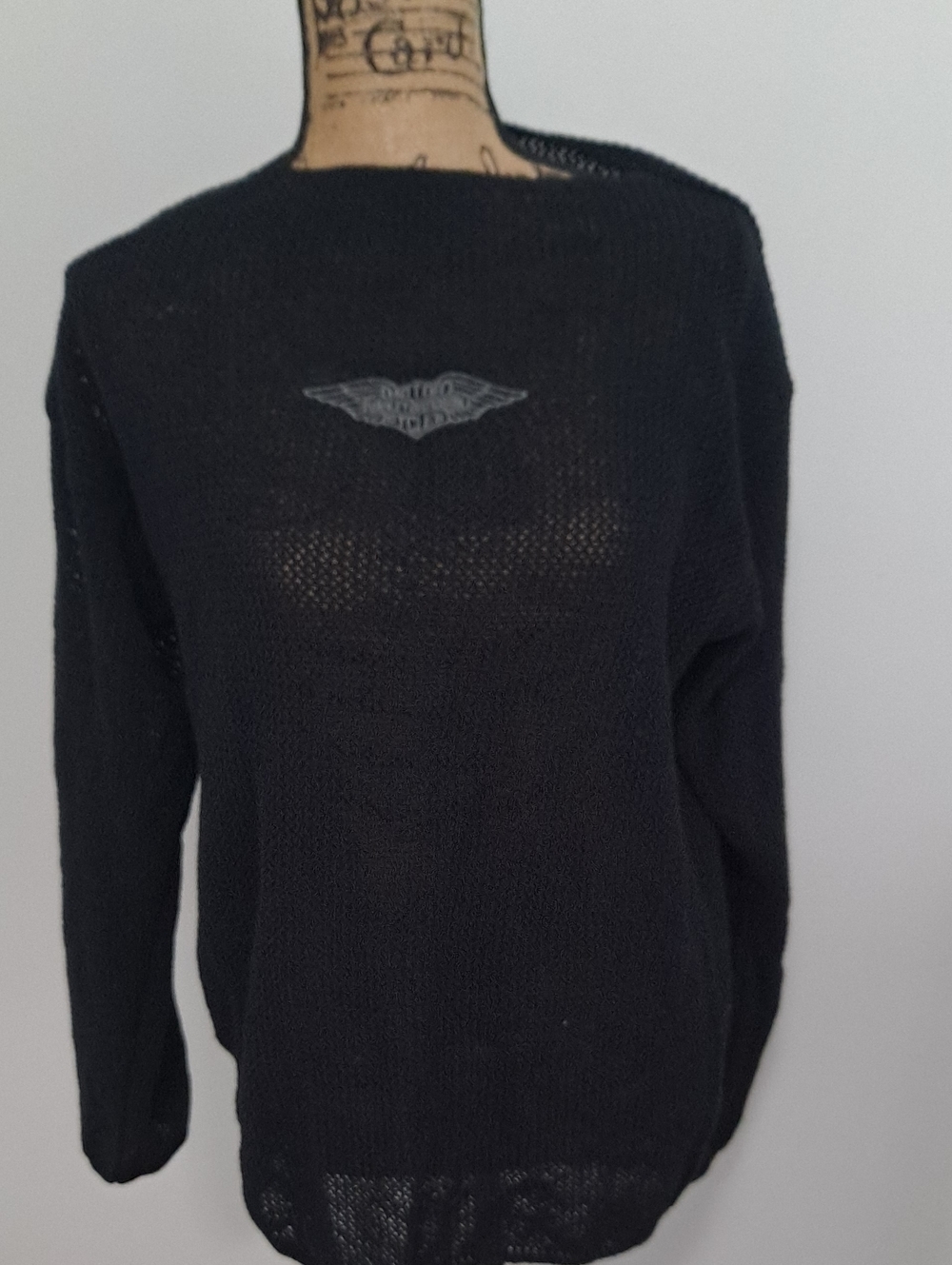 Harley-Davidson Black Crewneck Sweater with Subtle Wing Logo